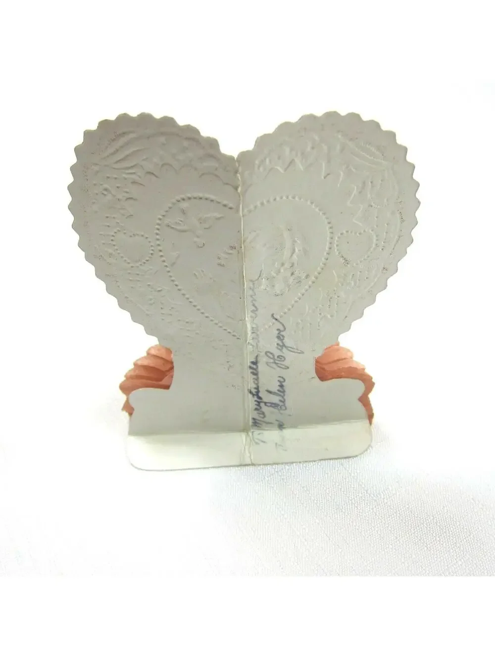 Vintage Valentine Beistle Honeycomb Stand Up Heart Girl & Blue Bird USA 1920-30s